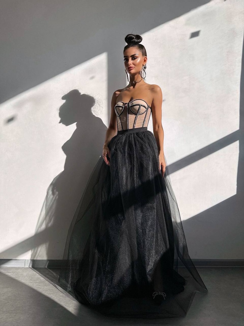 Комплект: корсет бюстьє декорований стразами + пишна спідниця максі  Ручна робота  | PUSHKA SHOP