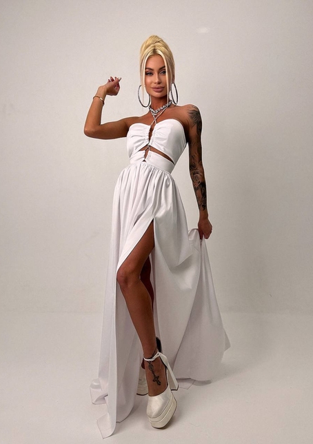 Атласна сукня максі із шнуром зі стразами  | PUSHKA SHOP