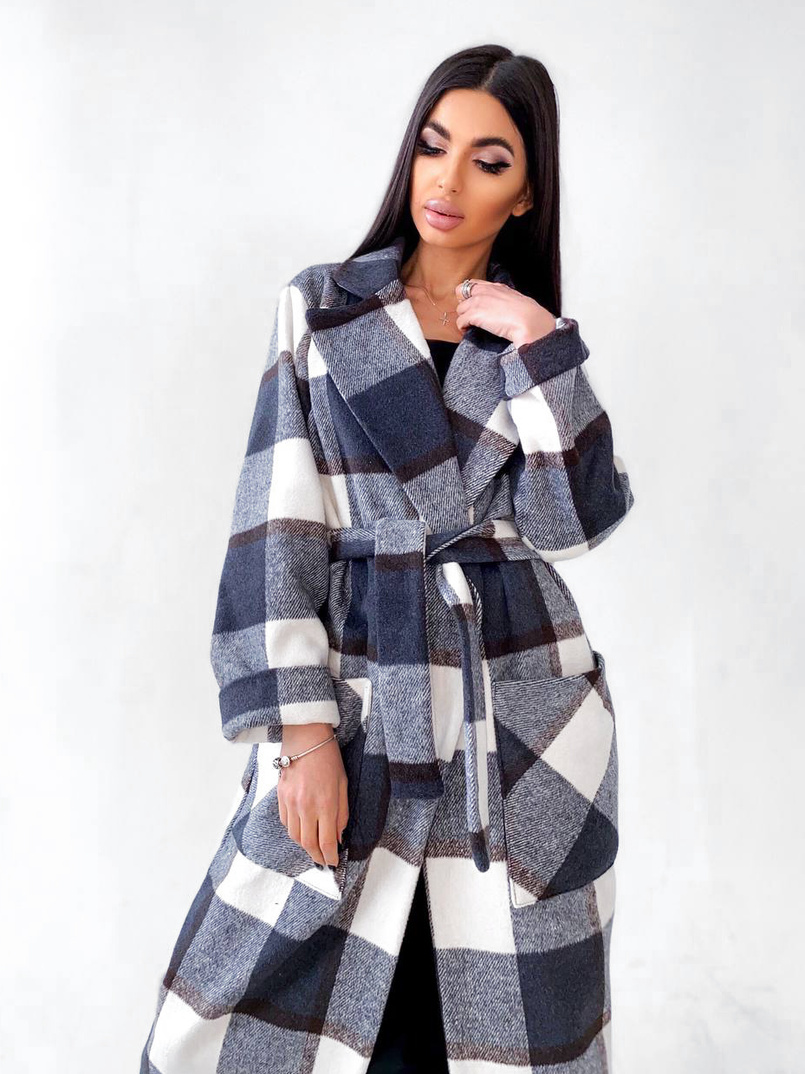 Кашемировое пальто в клетку на подкладке Кашемировое пальто в клетку на подкладке | PUSHKA SHOP