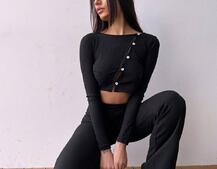 Комплект : штани кльош і топ на ґудзиках Комплект : штани кльош і топ на ґудзиках | PUSHKA SHOP