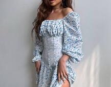 Сукня міні в квітковий принт + прозорий корсет  | PUSHKA SHOP