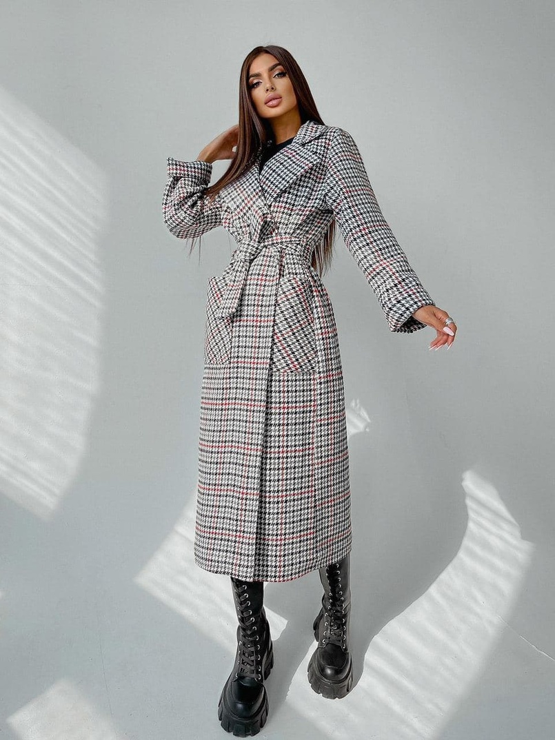 Кашемировое пальто в клетку на подкладке Кашемировое пальто в клетку на подкладке | PUSHKA SHOP