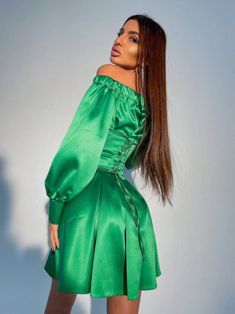 Платье-рубашка в комплекте с корсетом, декорированным стразами  Платье-рубашка в комплекте с корсетом, декорированным стразами  | PUSHKA SHOP