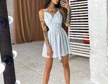 Блестящее платье с пышной юбочкой и завязками на талии  | PUSHKA SHOP