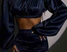 Атласний комплект, декорований стразами Ручна робота, прикраса пришита  | PUSHKA SHOP