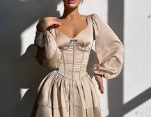 Сукня з корсетом, декорованим стразами  Ручна робота  | PUSHKA SHOP