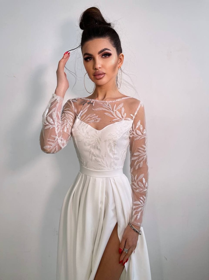 Платье макси с пайетками и разрезом на юбке | PUSHKA SHOP