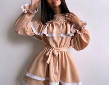 Сукня декорована мереживом | PUSHKA SHOP