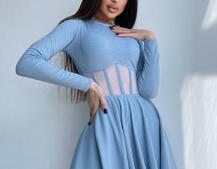 Приталена сукня з корсетною вставкою та спідницею-сонцем Приталена сукня з корсетною вставкою та спідницею-сонцем | PUSHKA SHOP