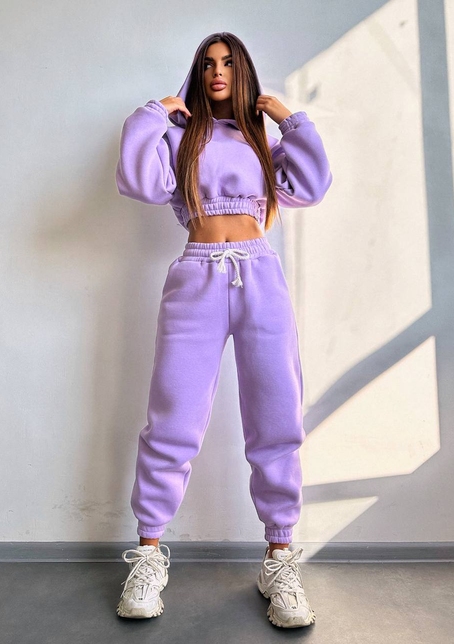 Базовий костюм на флісі з об'ємними капюшоном | PUSHKA SHOP