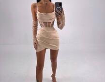 Комплект: корсет, декорований мереживом   + рукавички+ спідниця міні з драпіруванням   | PUSHKA SHOP