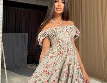 Летнее цветочное платье с завязками на груди  Летнее цветочное платье с завязками на груди  | PUSHKA SHOP