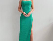 Трикотажное платье со шнуровкой на спинке и вырезом на ножке  | PUSHKA SHOP