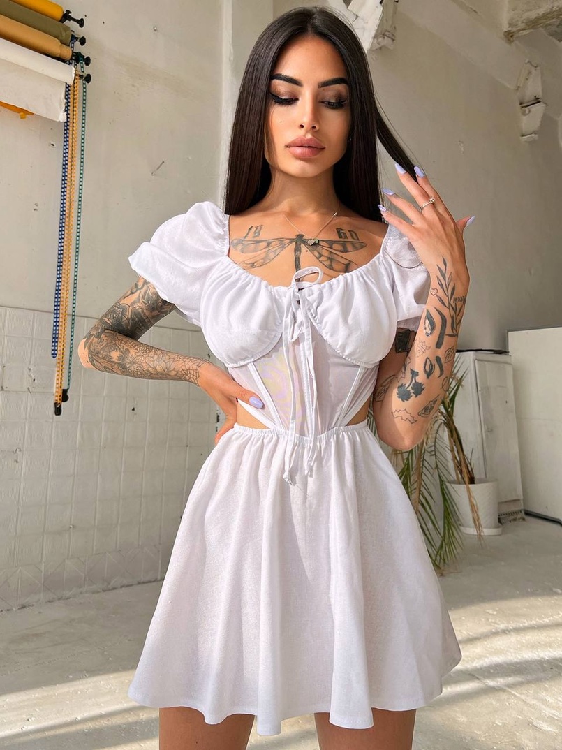 Лляна сукня з корсетною вставкою Лляна сукня з корсетною вставкою | PUSHKA SHOP