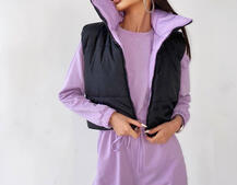 Комплект: комфортный трикотажный комбинезон   укорочённый двухсторонний жилет  | PUSHKA SHOP