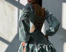 Квіткова сукня з воланами та шнуровкою по спинці | PUSHKA SHOP