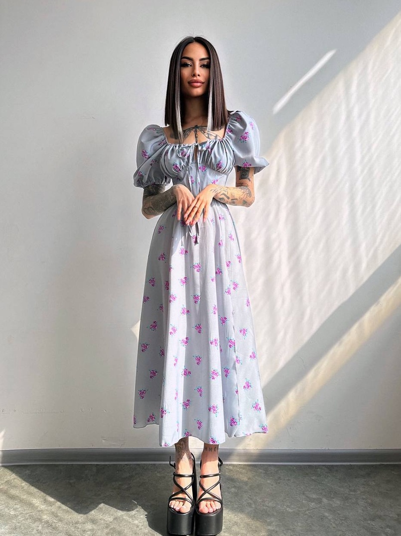 Сукня- міді  з квітковим принтом | PUSHKA SHOP