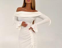 Трикотажна сукня міді з хомутом   | PUSHKA SHOP