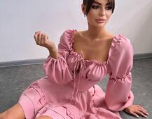 Сукня з воланами та шнурівкою  по спинці | PUSHKA SHOP