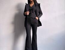 Костюм: піджак на підкладці, штани кльош+ жилет  | PUSHKA SHOP