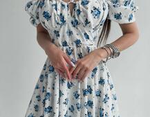 Платье с завязками на груди в цветочный принт | PUSHKA SHOP