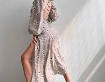 Сукня -міді зі шнурівкою на спинці та розрізом на ніжці | PUSHKA SHOP