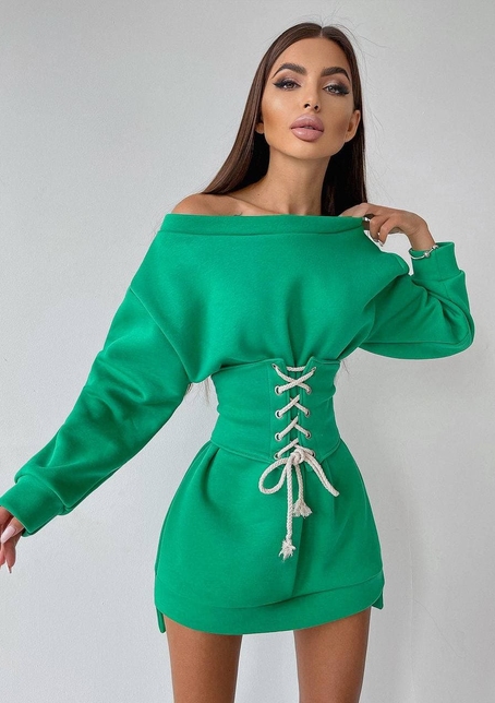 Худи на флисе + корсет на шнуровке  Худи на флисе + корсет на шнуровке  | PUSHKA SHOP