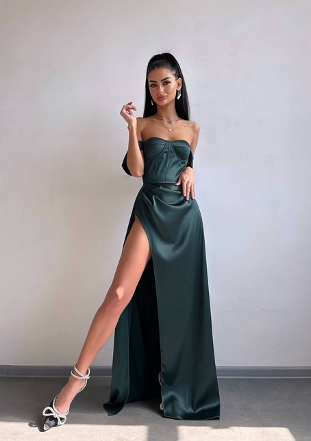 Атласний комплект: корсет бюстʼє + спідниця максі  | PUSHKA SHOP