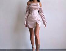 Комплект: корсет з рукавами    + спідниця міні з драпіруванням   | PUSHKA SHOP