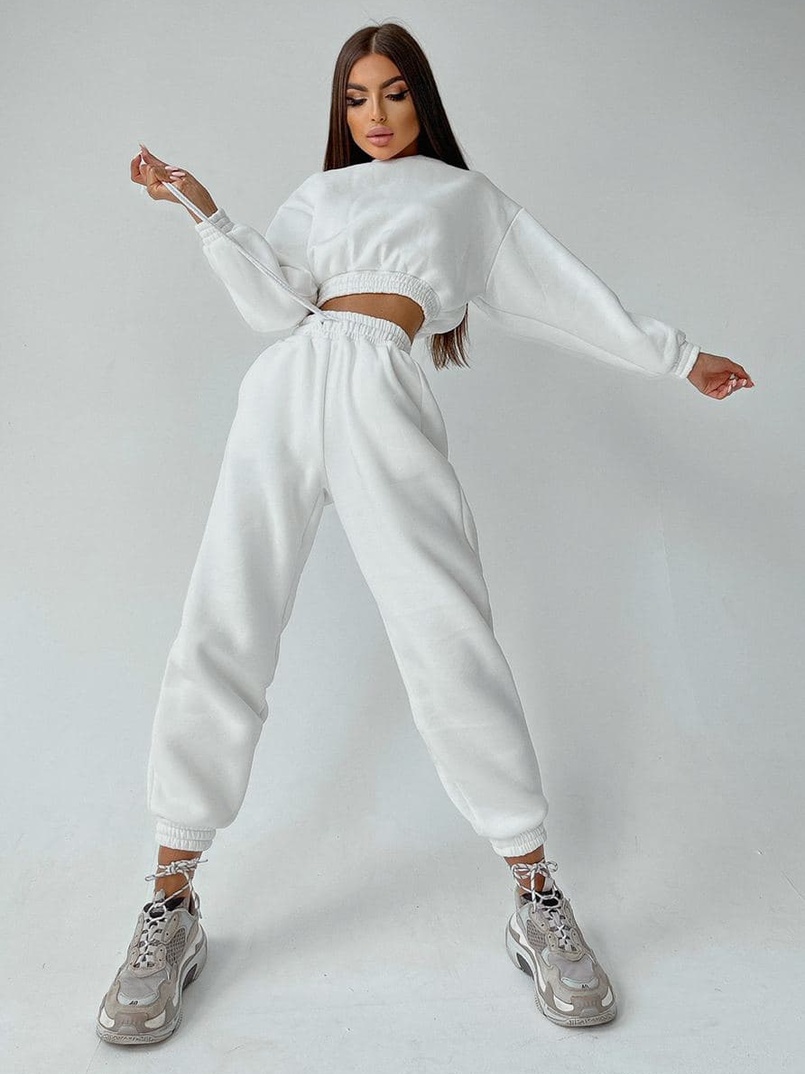 Тёплый базовый костюм на флисе с объемными капюшоном Тёплый базовый костюм на флисе с объемными капюшоном | PUSHKA SHOP