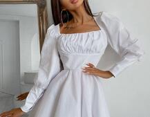 Платье с объемными рукавами из хлопка  | PUSHKA SHOP