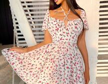 Летнее цветочное платье с завязками на груди Летнее цветочное платье с завязками на груди | PUSHKA SHOP