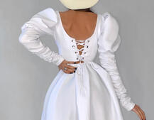 Платье-бюстье с объёмными рукавами и корсетными элементами На косточках, сзади на шнуровке. Платье-бюстье с объёмными рукавами и корсетными элементами На косточках, сзади на шнуровке. | PUSHKA SHOP