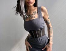 Сукня-міді  з елементами корсету   Сукня-міді  з елементами корсету   | PUSHKA SHOP