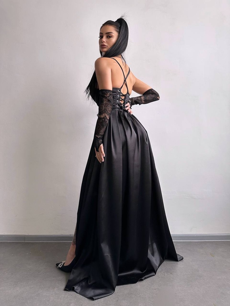 Атласний комплект: корсет + спідниця максі  | PUSHKA SHOP