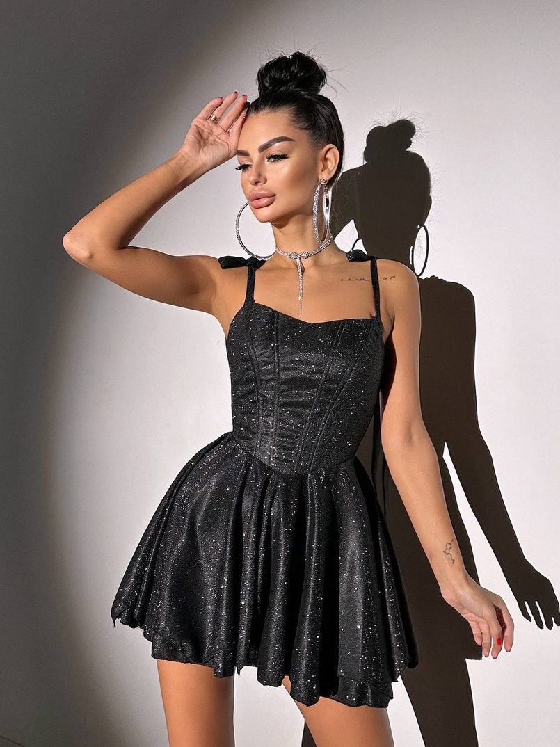 Блискуча корсетна сукня з пишною подвійною спідницею | PUSHKA SHOP