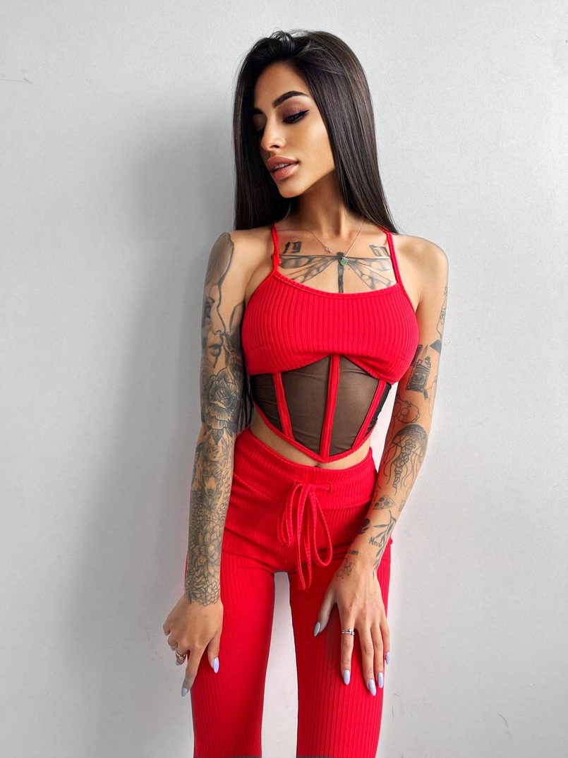 Трикотажный комплект: корсетный топ на косточках + леггинсы Трикотажный комплект: корсетный топ на косточках + леггинсы | PUSHKA SHOP