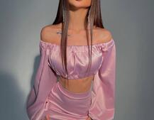 Атласный комплект, декорированный стразами Атласный комплект, декорированный стразами | PUSHKA SHOP