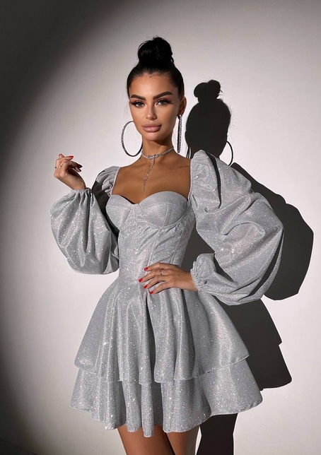 Сяюча корсетна сукня бюстьє з подвійною спідницею  | PUSHKA SHOP