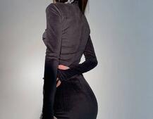 Оксамитова сукня, декорована бахромою зі страз | PUSHKA SHOP