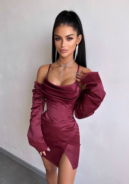 Комплект: корсет з рукавами    + спідниця міні з драпіруванням   | PUSHKA SHOP