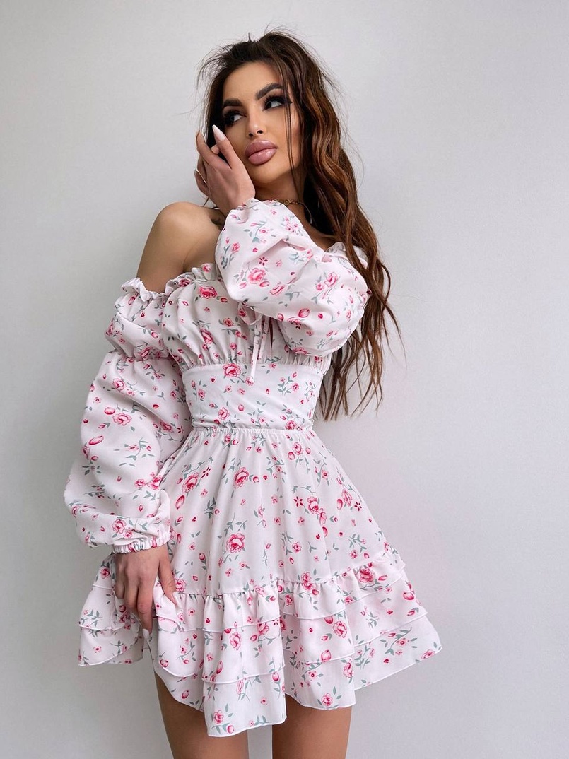 Квіткова сукня з воланами та шнуровкою по спинці | PUSHKA SHOP