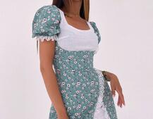 Сукня з квітковим принтом декорована мереживом Сукня з квітковим принтом декорована мереживом | PUSHKA SHOP