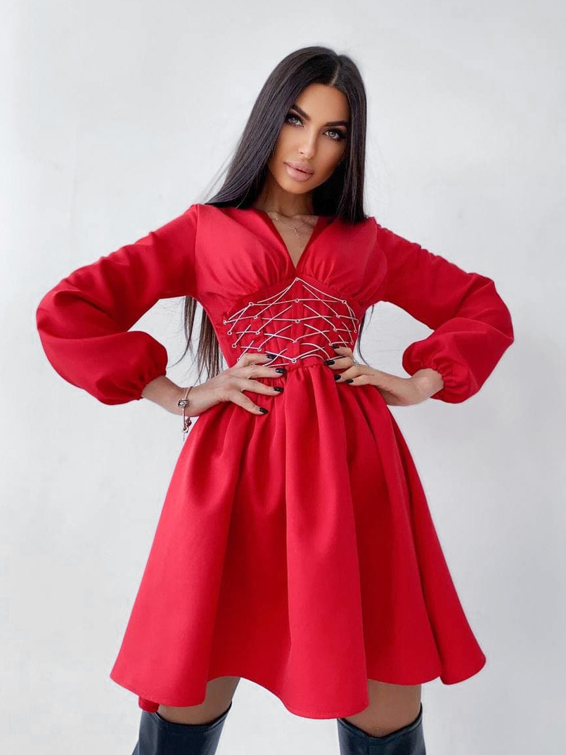 Платье с корсетной вставкой и пышной юбкой   | PUSHKA SHOP