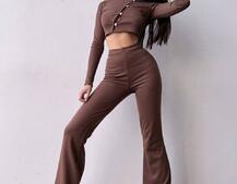 Комплект : штани кльош і топ на ґудзиках Комплект : штани кльош і топ на ґудзиках | PUSHKA SHOP