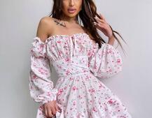 Квіткова сукня з воланами та шнуровкою по спинці | PUSHKA SHOP