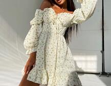 Цветочное платье-бюстье с чашечками и пышной юбкой с оборками Цветочное платье-бюстье с чашечками и пышной юбкой с оборками | PUSHKA SHOP