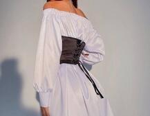 Платье-рубашка в комплекте с корсетом, декорированным стразами  Платье-рубашка в комплекте с корсетом, декорированным стразами  | PUSHKA SHOP