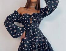 Сукня з квітковим принтом з воланами на ґудзиках Сукня з квітковим принтом з воланами на ґудзиках | PUSHKA SHOP