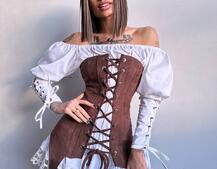 Комплект: сукня декорована мереживом + корсет Комплект: сукня декорована мереживом + корсет | PUSHKA SHOP